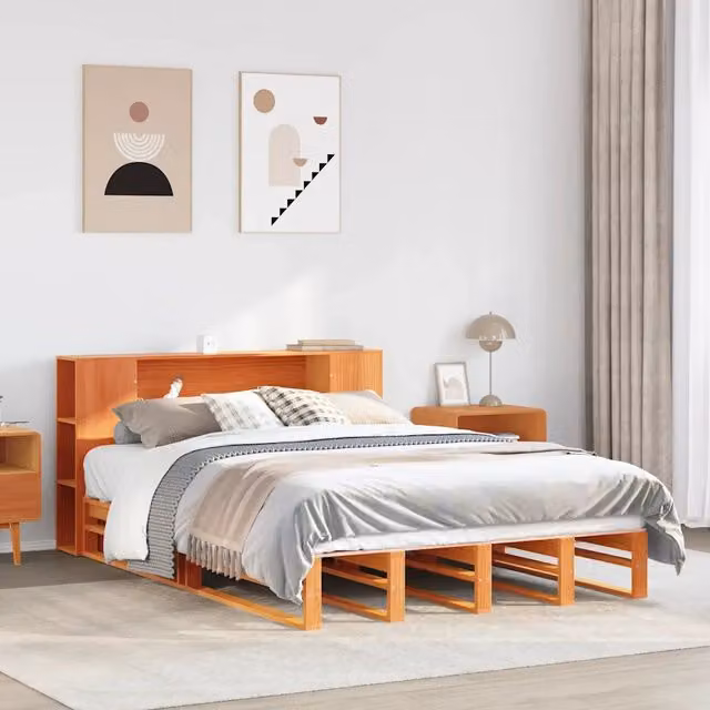 Letto Libreria senza Materasso Marrone Cera 150x200 cm Legno 3323880
