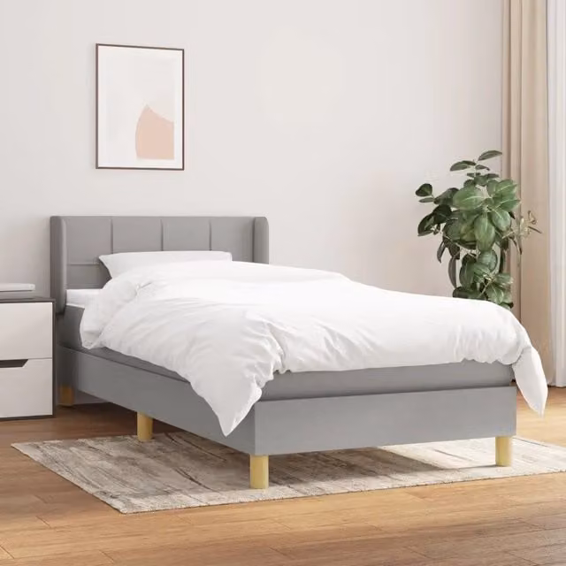 Letto Ibrido con Giroletto a Molle e Materasso vidaXL, Grigio e Bianco, L/P/H: 100 x 200 x 30 cm
