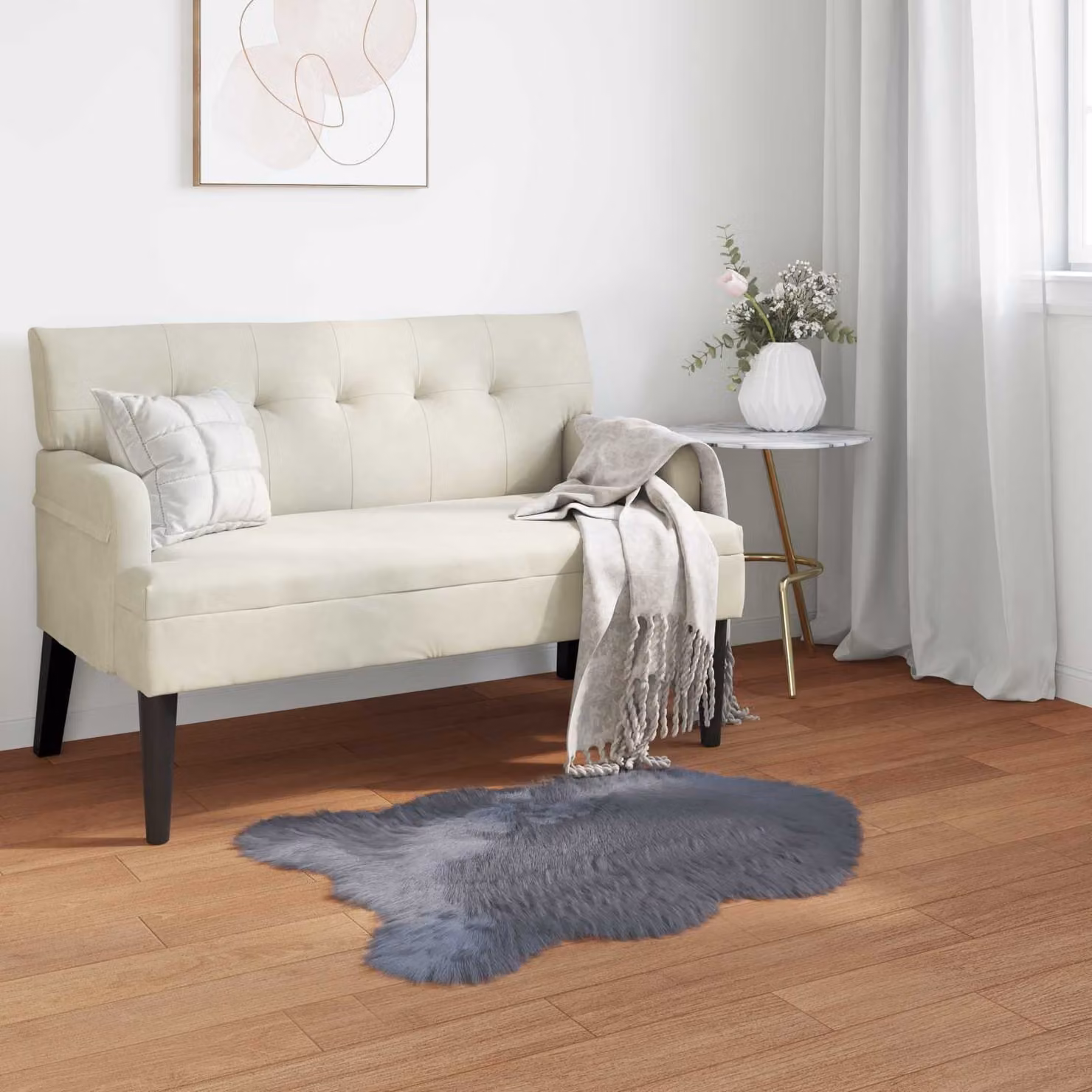Tappeto in finta pelliccia vidaXL Antracite, L 80 cm x P 120 cm, in poliestere lavabile
