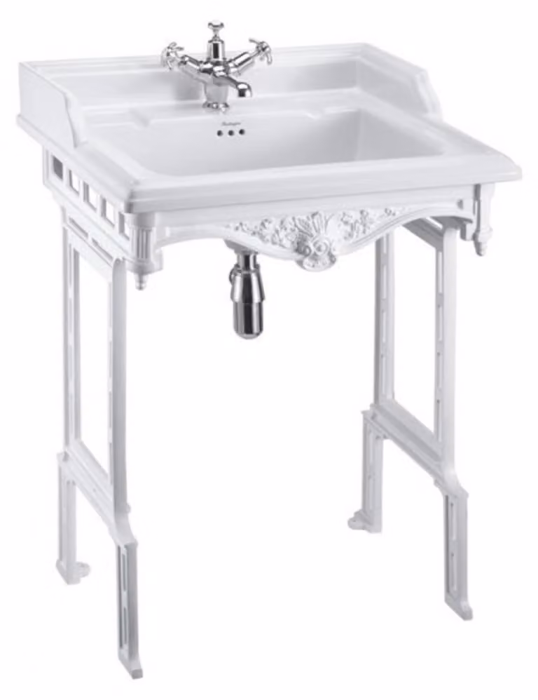 Mobile bagno in stile Jugendstil Casa Padrino, colore bianco - Elegante lavabo in porcellana e alluminio - Dimensioni: 890 x 650 x 575 mm
