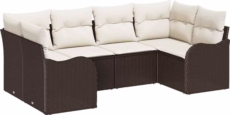 Set Divano da Giardino con cuscino 6 pcs Marrone Poly Rattan