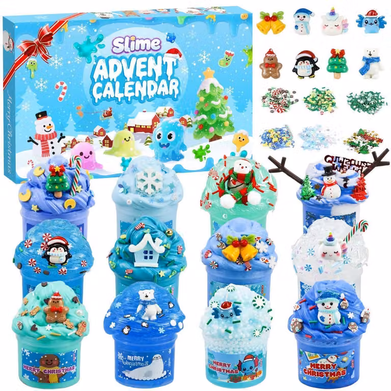 Calendario dell'Avvento Schleim 2026 per bambini: 24 giorni con 12 slime e 12 accessori