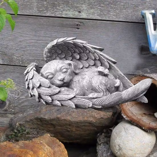 Angelo in metallo per giardino e uso domestico, altezza 30 cm, colore nero.