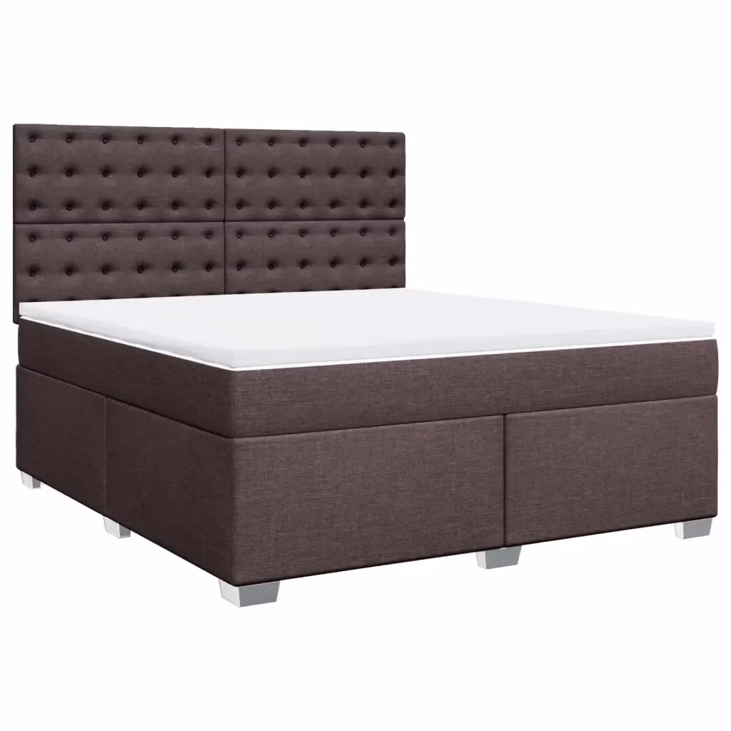 Letto Ibrido vidaXL con Giroletto a Molle e Materasso in Legno di Pino e Tessuto, Marrone e Bianco, L 180 cm x P 200 cm – 2