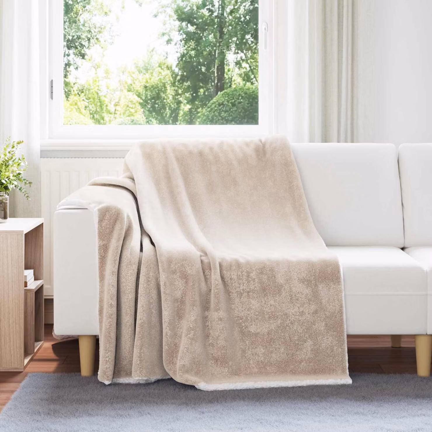 Coperta in pile morbida vidaXL beige L 150 cm x P 200 cm