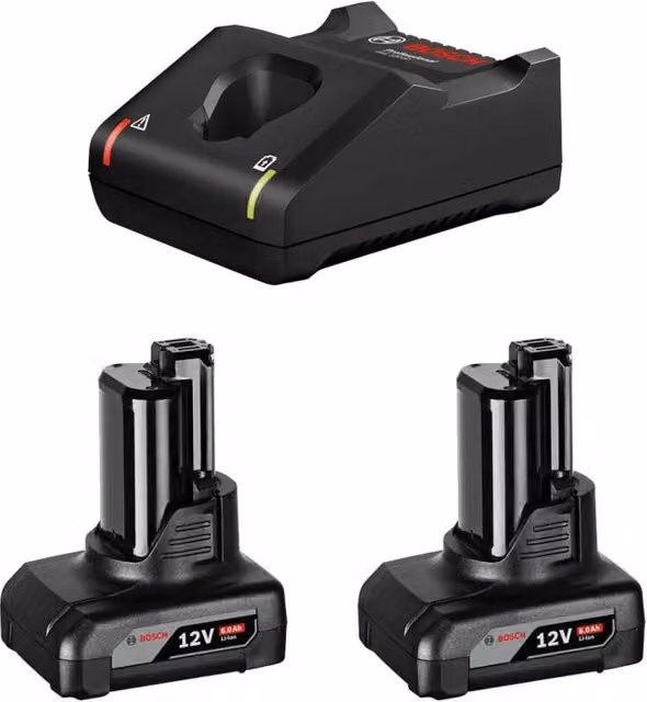 Power Set Bosch con 2 batterie da 12V 6,0 Ah e caricabatterie GAL12V-40, Nero – 1