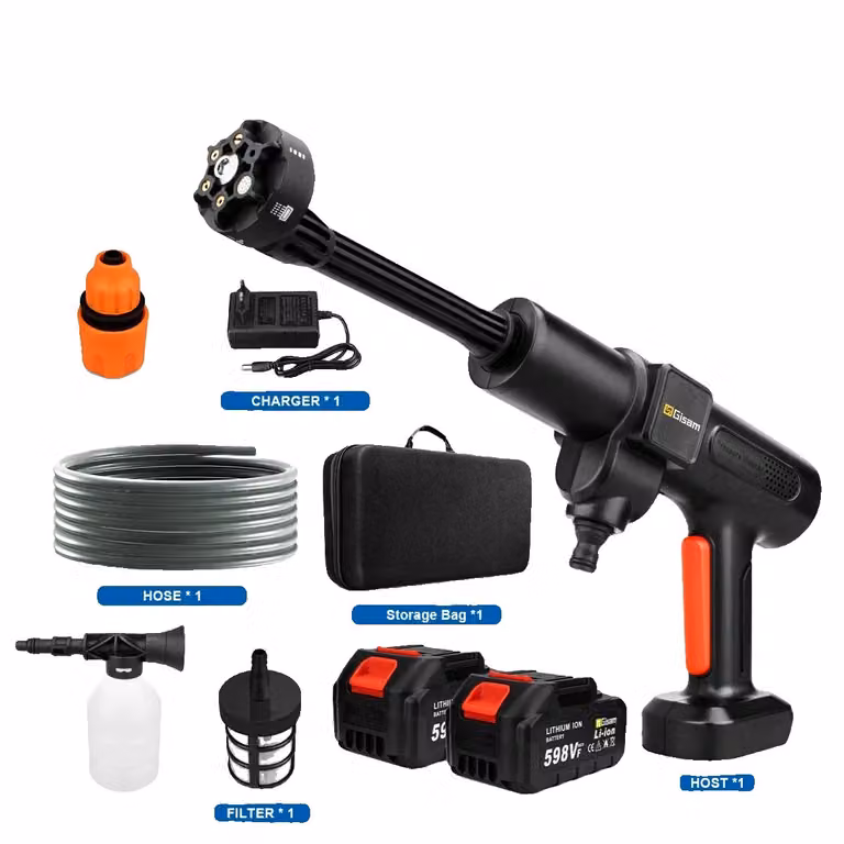 Idropulitrice senza fili, potenza 200 BAR, versatilità 6-in-1, con 2 batterie