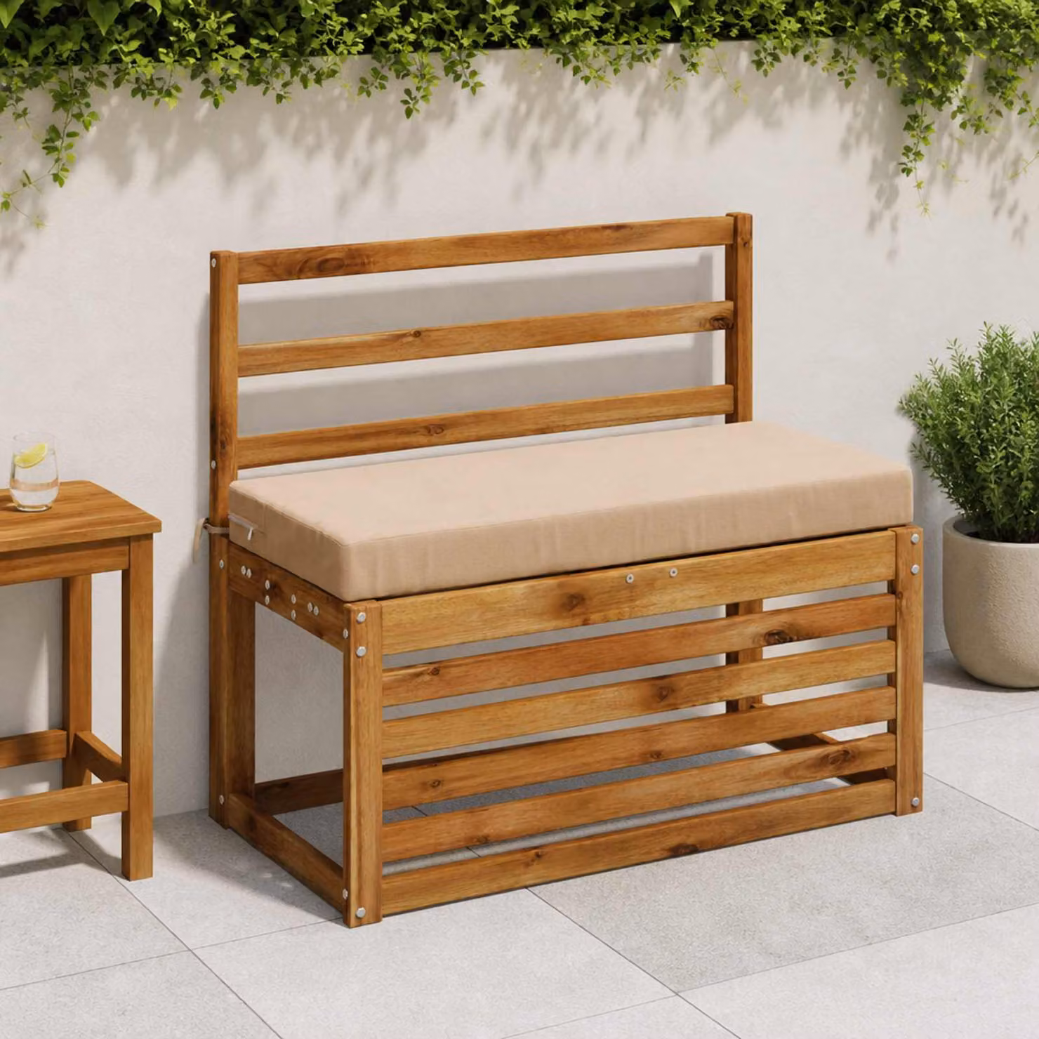 Cuscino per panchina vidaXL SOEST in poliestere con rivestimento rimovibile e resistente ai raggi UV, colore sabbia/grigio