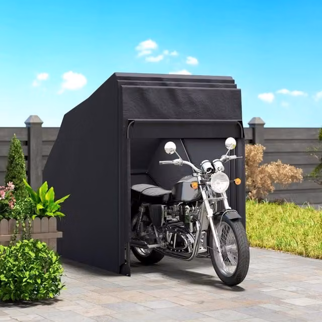 Tenda coprimoto pieghevole da esterno WISHDOR nera in tessuto Oxford 600D con carport, L: 345 cm, P: 135 cm, H: 191 cm