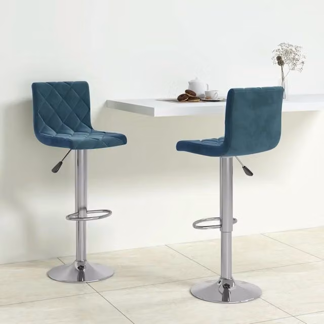 Sgabelli da Bar 2 pz Blu in Velluto 333691
