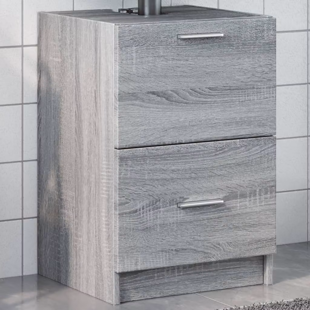 Mobile Lavabo Moderno vidaXL Grigio con Cassetti e Ante, L/P/H: 40 x 37 x 59 cm