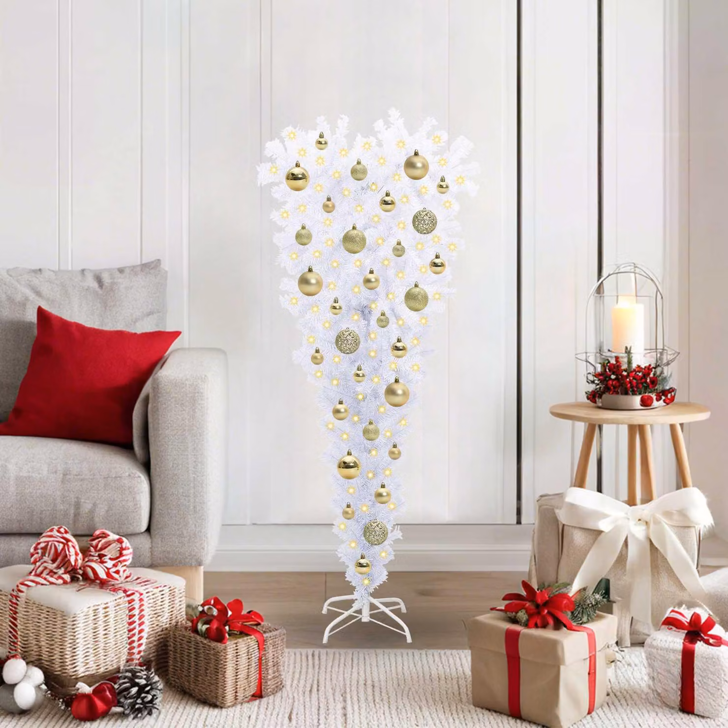 Maison Exclusive - Albero di Natale artificiale bianco, 120 cm, in PVC e acciaio