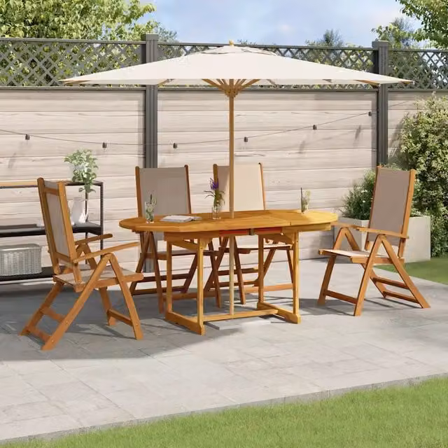 Set Pranzo da Giardino 5pz Legno Massello di Acacia e Textilene 3279322