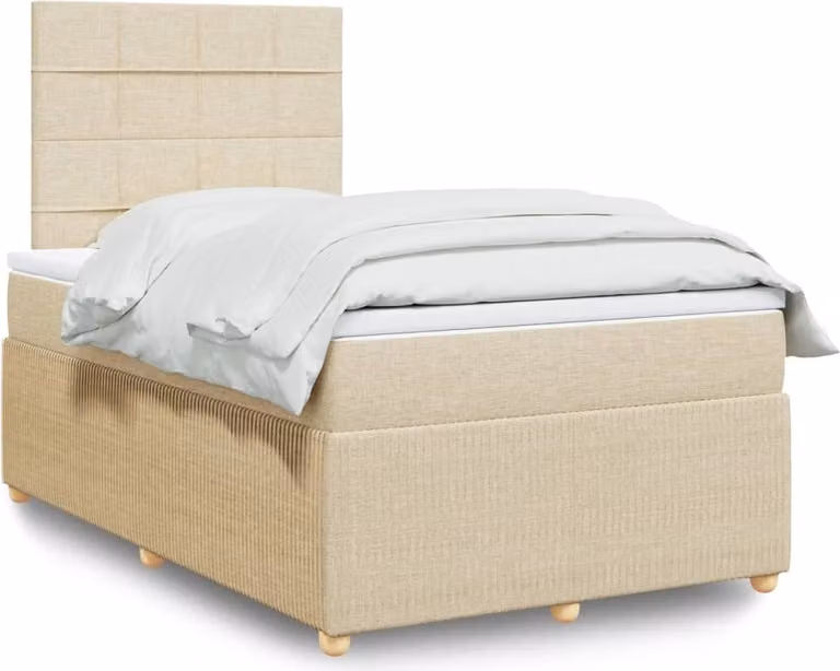 Maison Exclusive - Giroletto a Molle con Materasso Crema 120x190 cm in Tessuto