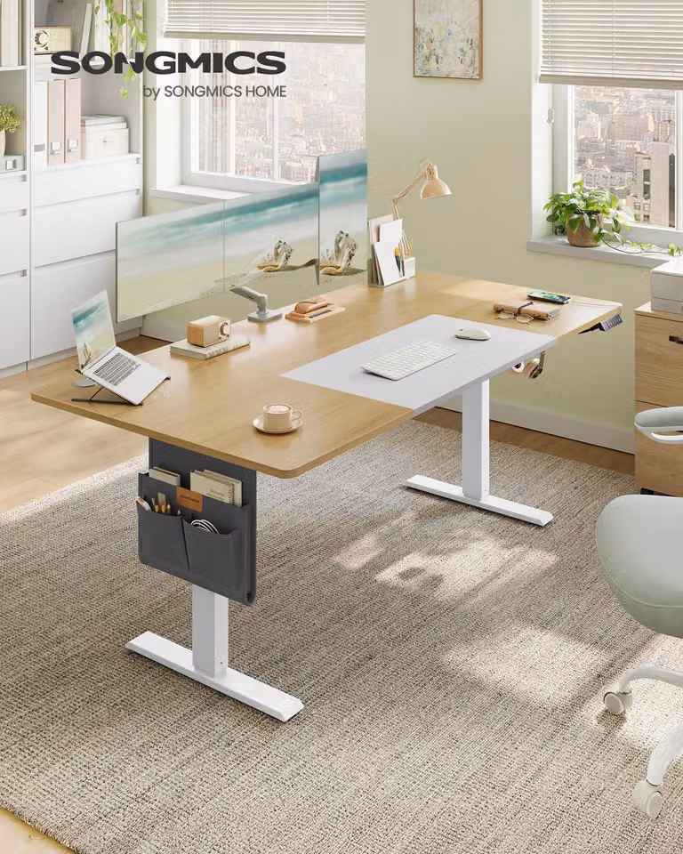 SONGMICS Scrivania regolabile in altezza con motore elettrico, porta USB-C, 180 cm, regolazione continua, funzione memoria con 4 livelli di altezza