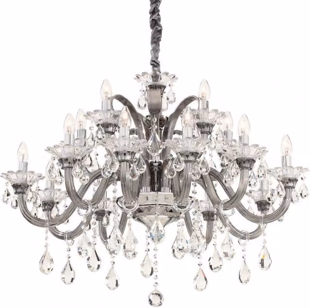 Lampada A Sospensione Colossal Sp15 Ideal-Lux Grigio e Cromo in Metallo e Cristallo
