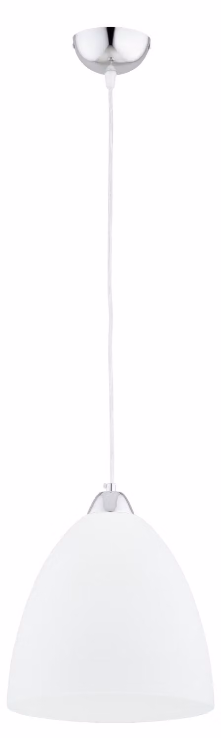 Lampada a sospensione con elementi argentati LERA bianca 1xE27x15W in metallo, dimensioni: 90x23x23 cm, IP20 Alfa