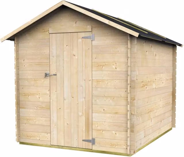 Casetta in legno Alce Bh16 Formia con tetto a capanna, stile rustico, colori nero e beige, L: 178 cm, H: 218 cm – 1