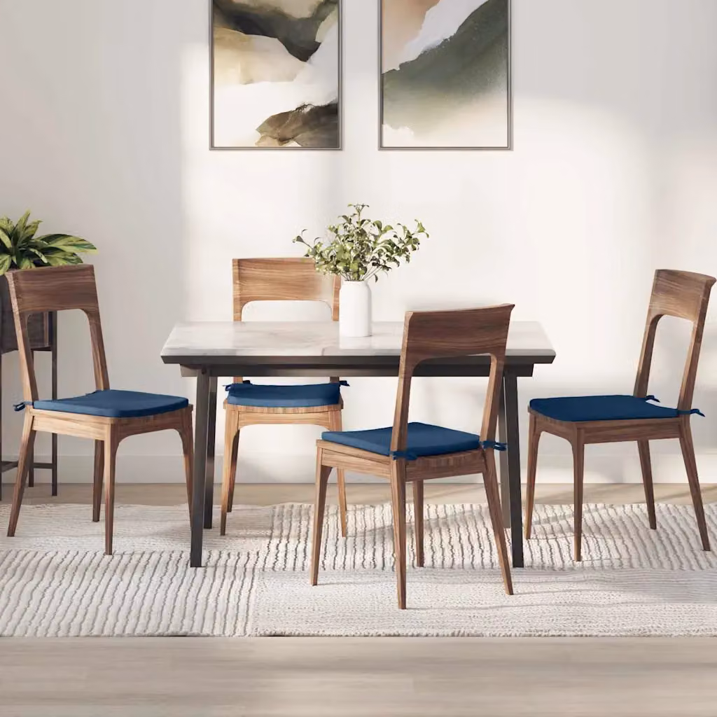 Set di 4 cuscini per seduta vidaXL in tessuto blu, lavabili in lavatrice, L 40 x P 40 x H 3 cm