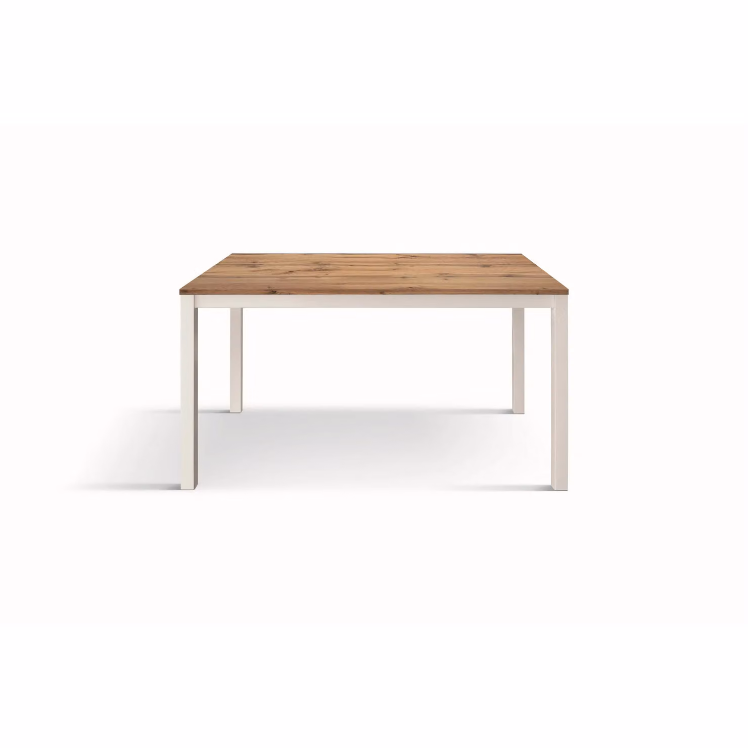 Tavolo TROPEA in legno, finitura rovere rustico e base in metallo verniciato bianco, allungabile 140×80 cm – 190×80 cm