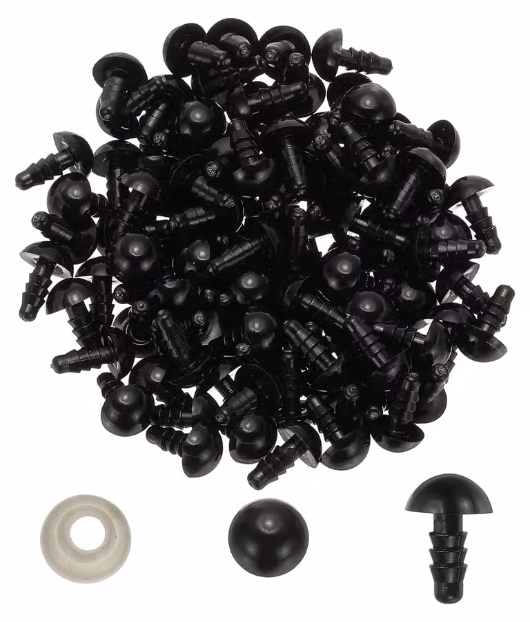 Occhi di sicurezza in plastica, 9 mm, confezione da 150 pezzi, colore nero