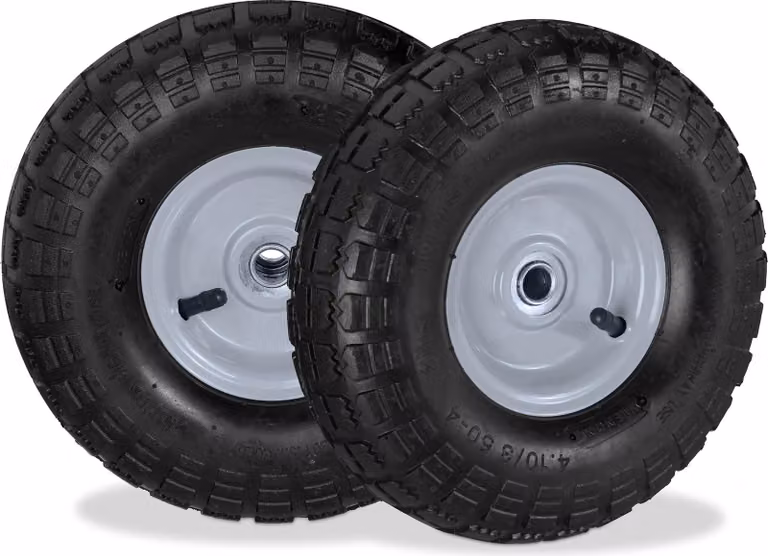 8 ruote per carrello a mano 4.1/3.5-4, ruote di ricambio con pneumatici, per asse da 16 mm, 136 kg, cerchio in acciaio, 260x85 mm, nero-grigio