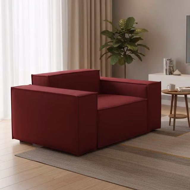 Poltrona relax Leonia Talamo Italia in tessuto rosso con struttura in legno L: 140 cm, H: 95 cm, P: 70 cm