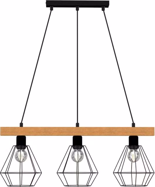 Lampada a sospensione Vastra Luminex in legno e metallo nero, dimmabile, per cucina e sala da pranzo