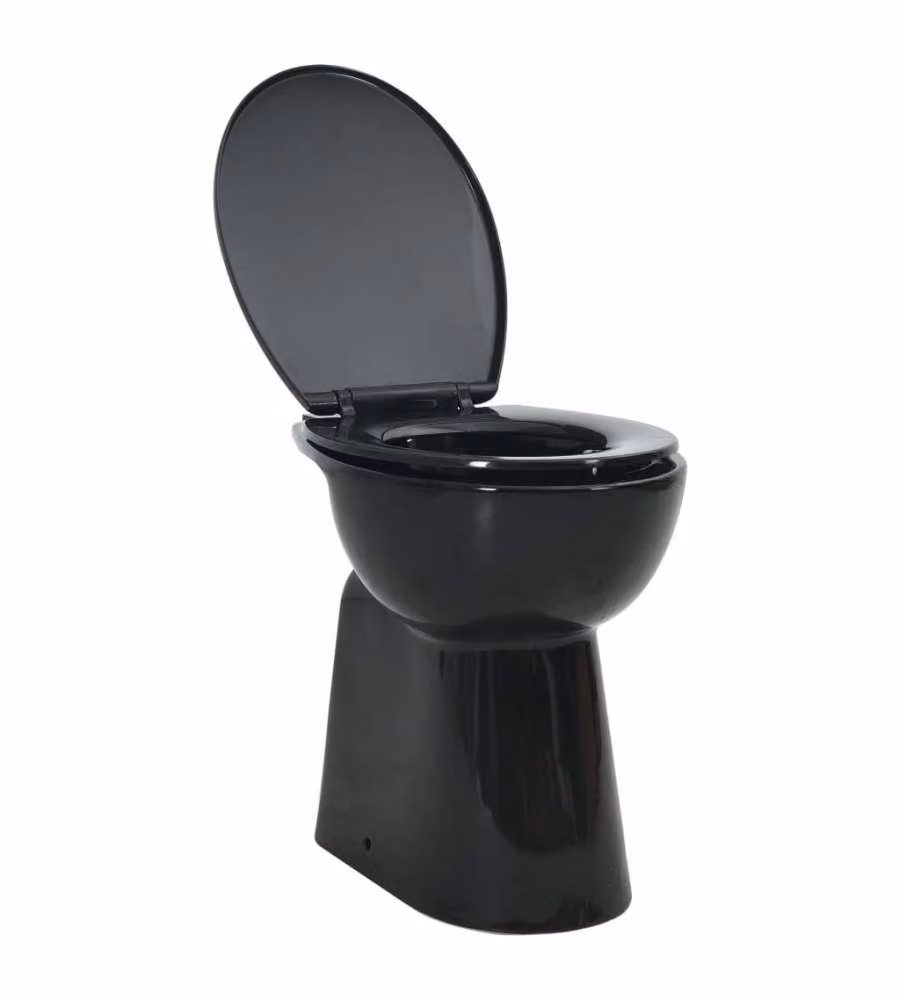 WC sospeso vidaXL in ceramica nera con design rimless, chiusura rallentata e altezza comfort, L: 36,5 cm, P: 45,5 cm, H: 50,5 cm – 2