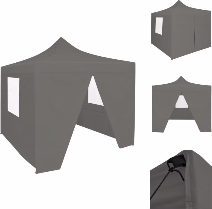 vidaXL Tenda pieghevole per feste pop-up con 4 pareti laterali 3 x 3 m antracite - Padiglioni e tende per feste