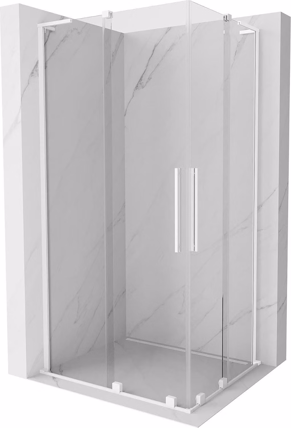 Mexen Velar L Duo cabina doccia scorrevole 100 x 90 cm, trasparente, bianca - 871-100-090-02-03-20