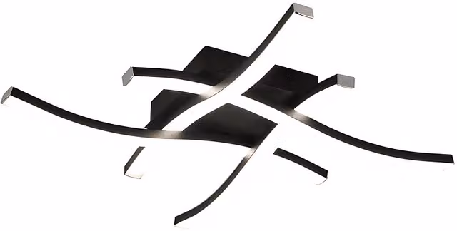 Plafoniera LED Reality Leuchten Route con 4 faretti orientabili, moderna, Nero Opaco, L 46 x P 46 x H 7 cm