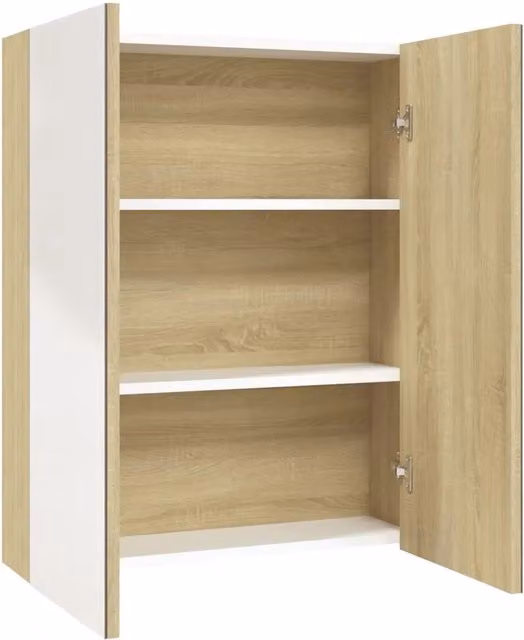 Armadietto da bagno con specchio DESIGN IN, moderno, in MDF e vetro, Bianco e Rovere, L: 60 cm, P: 15 cm, H: 75 cm