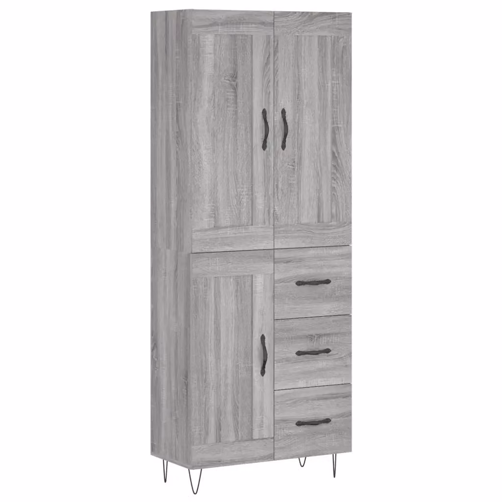 Credenza moderna vidaXL in legno e metallo grigio, sospesa, L: 69,5 cm, P: 34 cm, H: 180 cm – 2