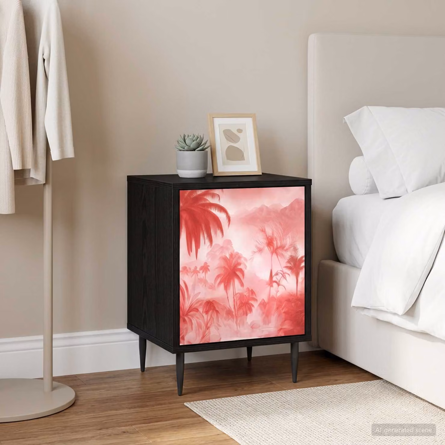 vidaXL Armadio da Notte AACHEN Rovere Nero L: 36 cm, P: 33 cm, H: 51 cm