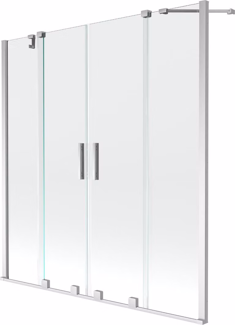 Mexen Velar Duo paravento da vasca a 2 pannelli scorrevole 160 x 150 cm, trasparente, cromato - 896-160-000-02-01