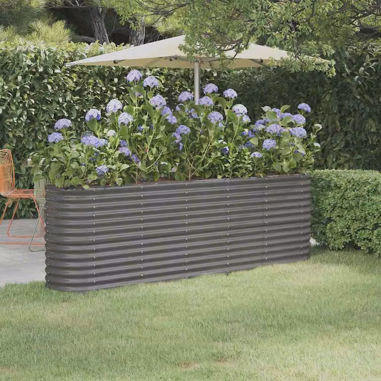 Letto rialzato da giardino vidaXL in acciaio zincato grigio L: 224 cm, P: 40 cm, H: 68 cm