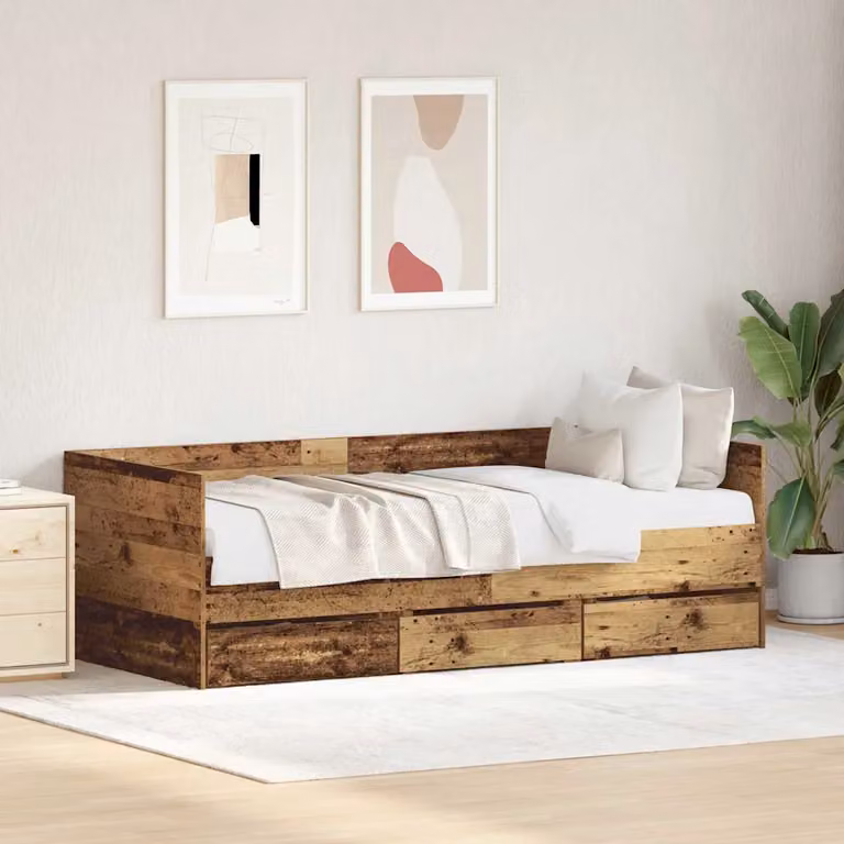 Daybed vidaXL in legno ingegnerizzato stile rustico marrone L/P/H: 193 x 90 x 65 cm