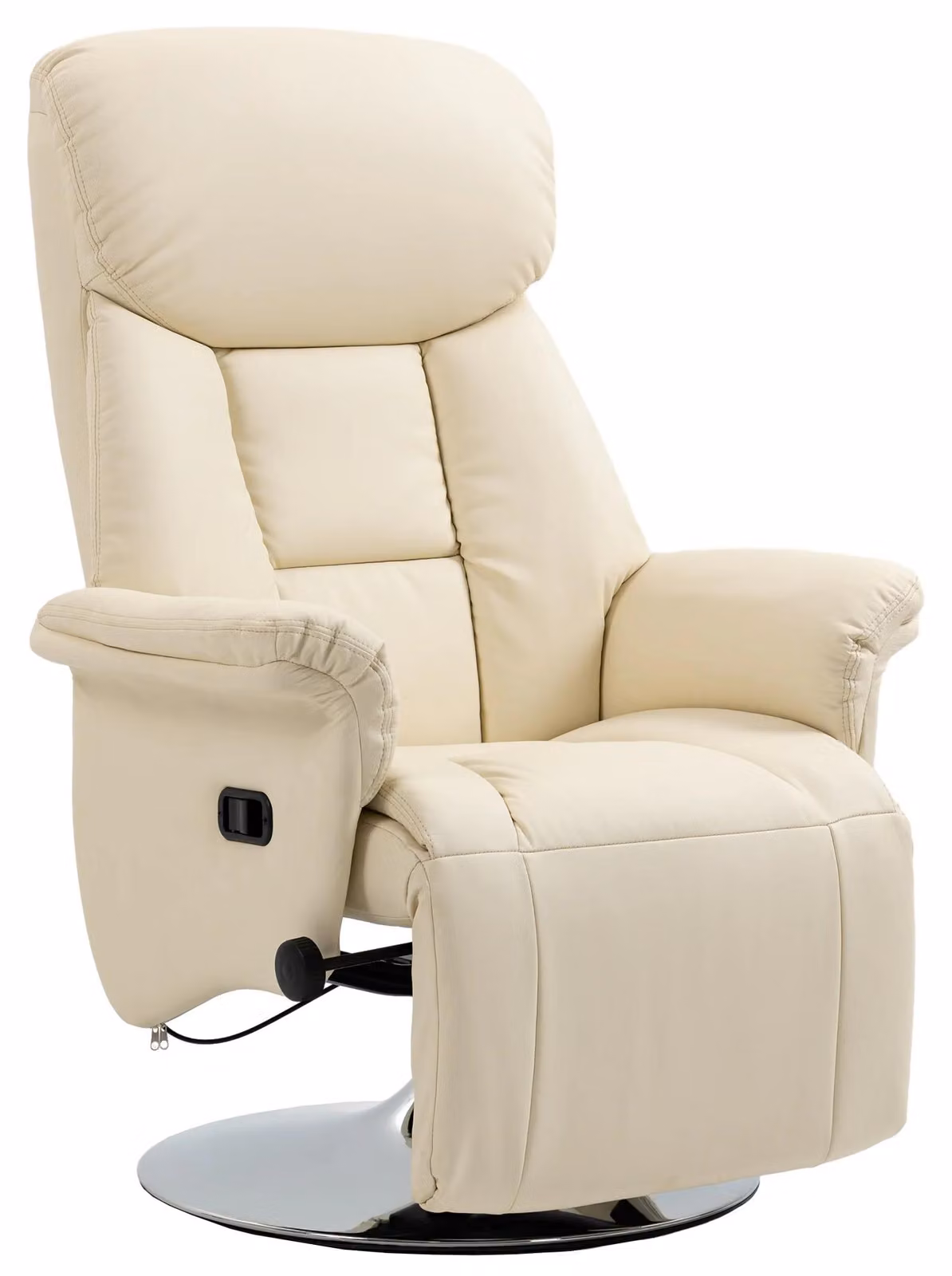 Poltrona relax - Poltrona TV - Schienale regolabile con funzione reclinabile - Girevole - Rivestita in ecopelle imbottita - Portata massima: 150 kg - Colore: crema