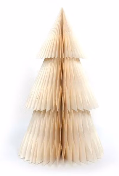 Albero di Natale in carta alveolare, naturale, color avorio, 45 cm
