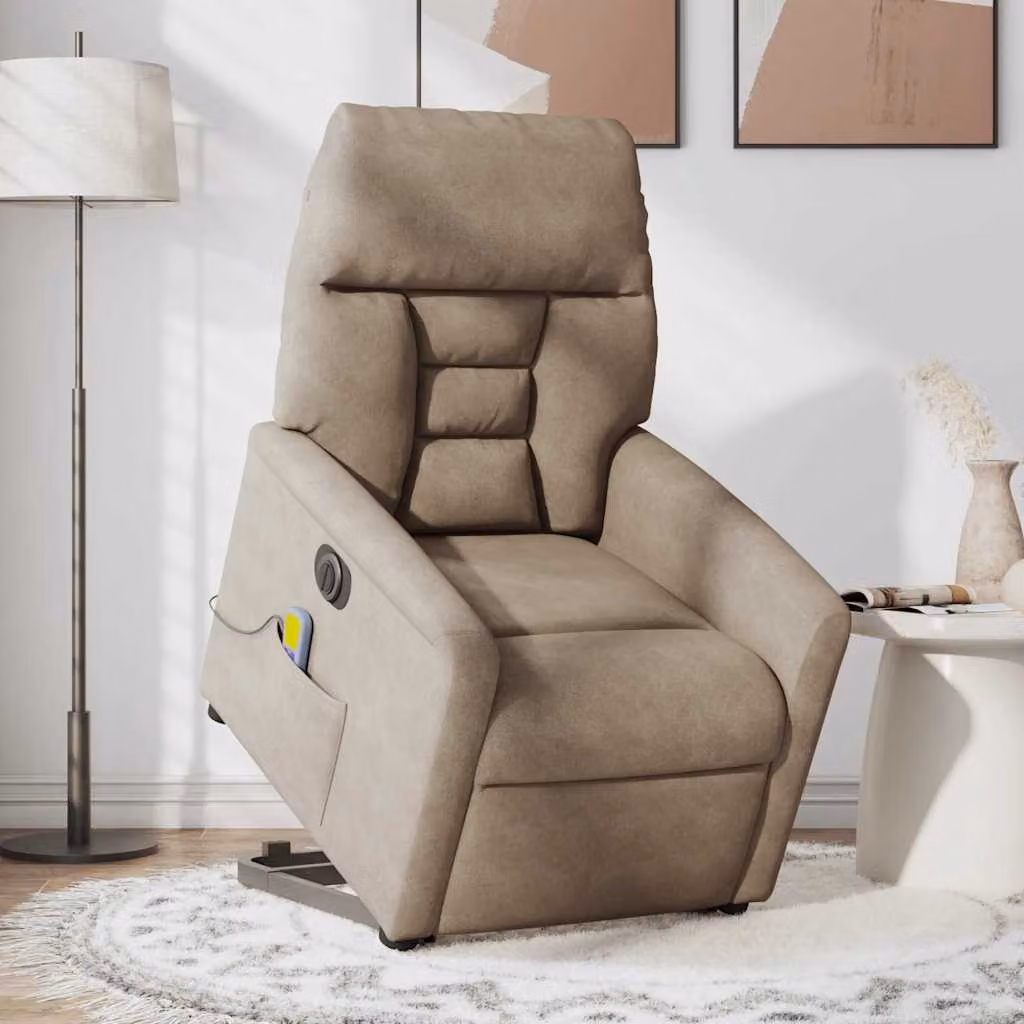 vidaXL Poltrona a Rialzo Reclinabile con Assistenza Elettrica per Anziani in Microfibra Beige o Grigio