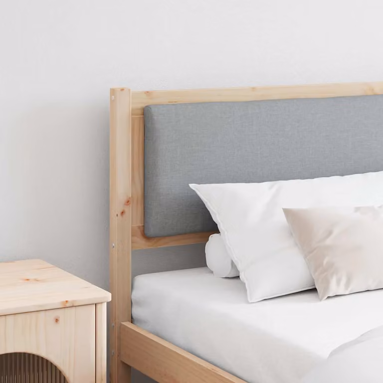 Testiera per letto vidaXL in legno di pino massello marrone e grigio con finitura opaca e stile minimalista