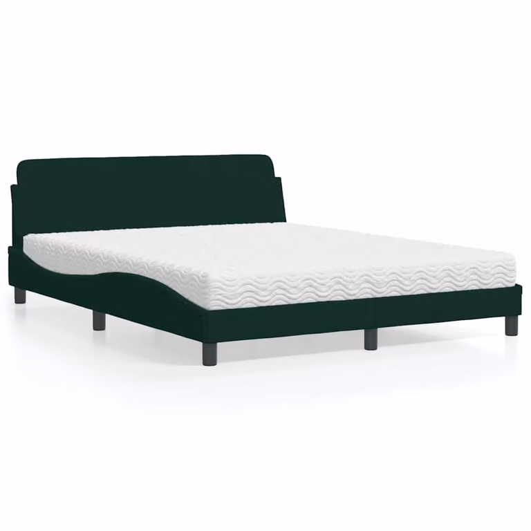 Letto con Materasso Dover vidaXL in Velluto Verde Scuro L/P: 160 x 200 cm