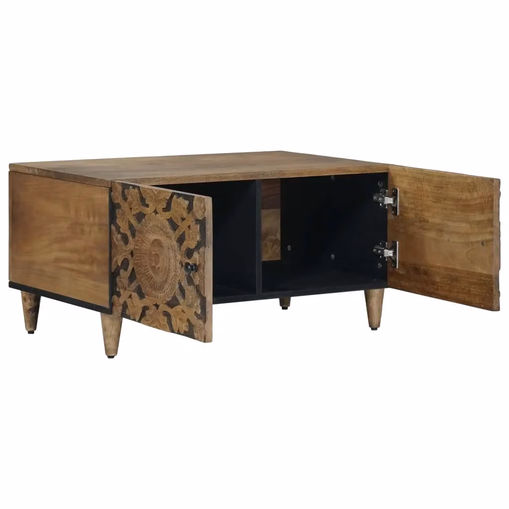Tavolino da salotto rettangolare in legno di mango rustico marrone vidaXL L/P/H: 80 x 50 x 40 cm – 2