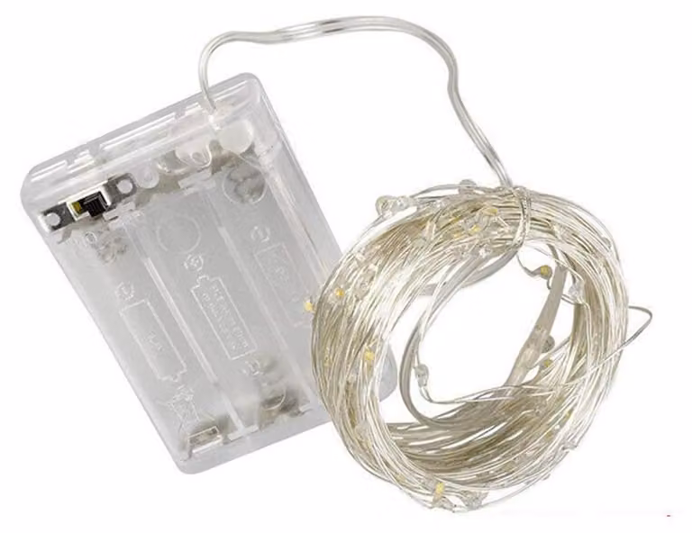 Catena luminosa a LED, 2 metri, RGBY, senza fili, alimentata a batteria
