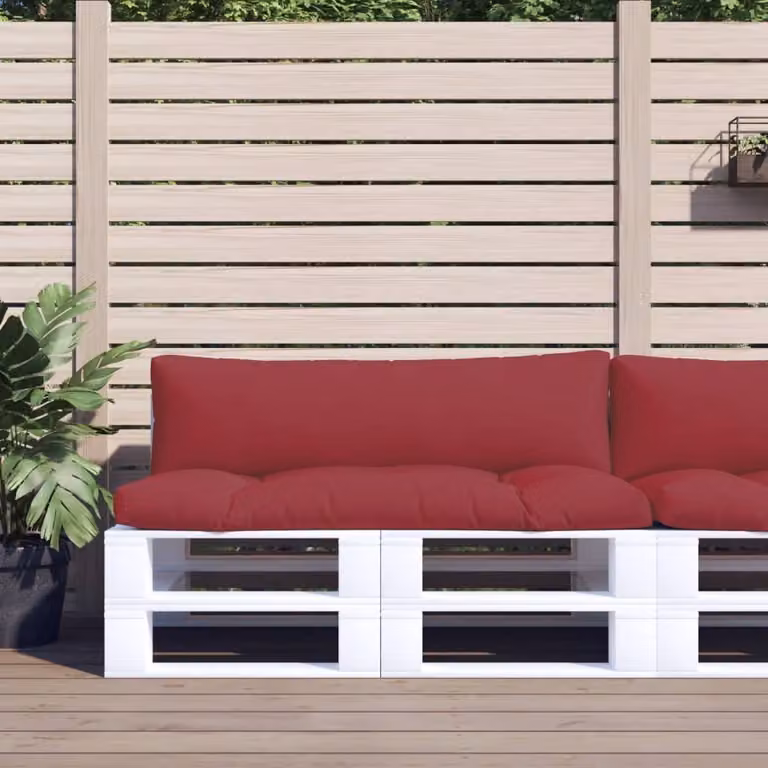Set di 2 cuscini per pallet vidaXL in poliestere rosso, resistenti all'acqua e ai raggi UV, forma rettangolare L: 110 cm x P: 110 cm x H: 10 cm