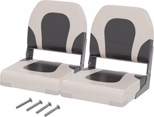 Set di 2 sedie da capitano pieghevoli Design Mania con rivestimento in pelle artificiale impermeabile e cuscini rimovibili, Grigio – 1