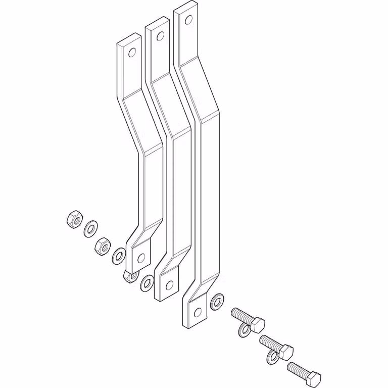 Set di guide di collegamento ABN a 3 poli in rame (CU) 30x10 mm da LSS/LTS 630A a SAS 60 mm con 30x10 CU XAS750SE