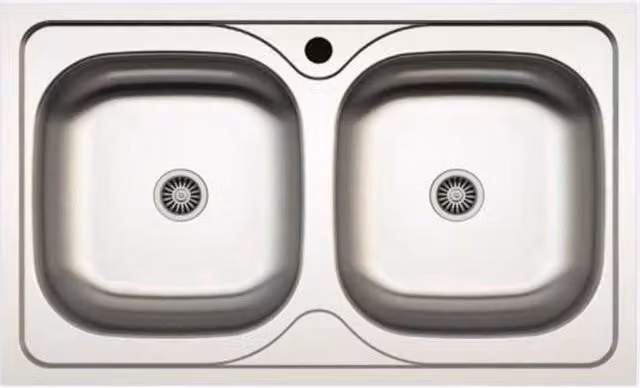 LAVELLO DA INCASSO CUCINA IN ACCIAIO 86X50 CM CON DUE VASCHE