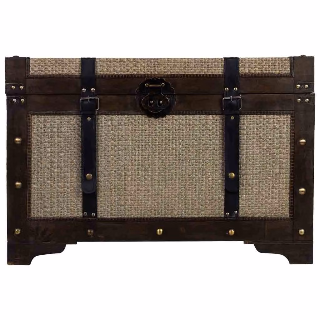 Baule in legno e metallo Wanderlust Deco stile antico, colore marrone, L 75 cm x P 74 cm x H 51 cm – 2